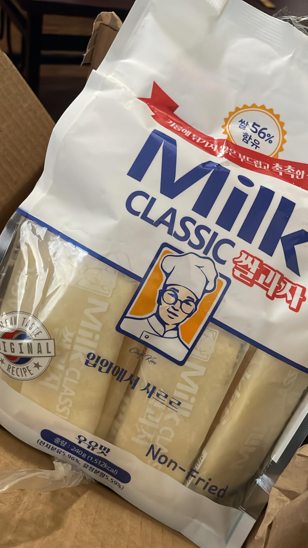 56% Milk Classic Korean Milk Rice Cracker Snacks, 8.46 oz, 1 Pack | asian snack, oven baked, non fried, wrapped sticks, light crispy texture, tea coffee pairing, lunchbox pantry customer photo 1