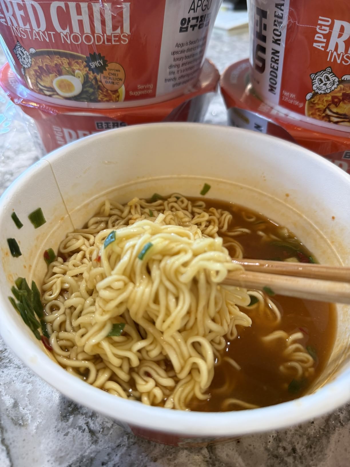 BIAS RAMEN Apgu Red Chili Instant Noodles, Spicy Korean, Vegan, 6 Pack | Premium instant ramen with bold flavors, air-dried noodles, premium toppings, only 320 calories, & lower saturated fat customer photo 2