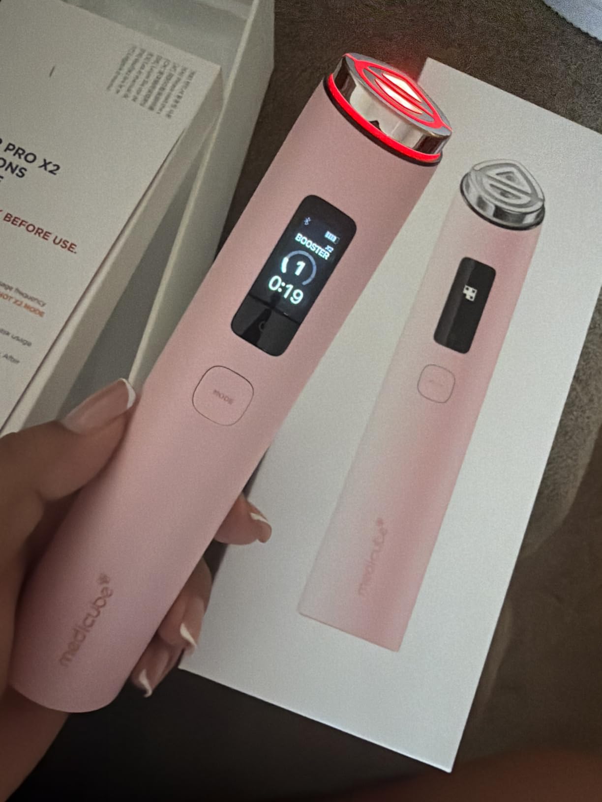 medicube Booster Pro X2™ | 7-in-1 Glow Beauty Device | 2X Care for Glow, Pores, Skin Definition & Radiance | Customized Dual & Sheet Mask Boost Modes | Korean Skincare Device | Pink customer photo 2