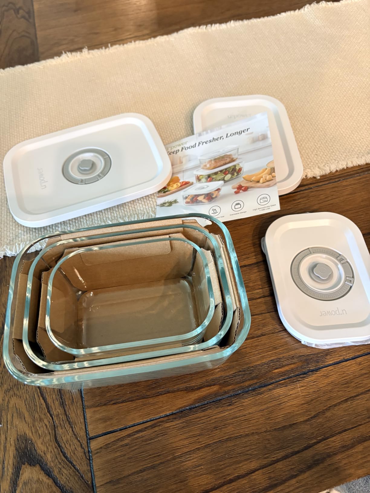 URPOWER Glass Vacuum Seal Containers for Food Storage, 3PCS Set(S,M,L) with Lids, Airtight Food Storage Containers, Stackable Vacuum Containers for Leftovers, Meal Prep, Fridge, Freezer & Pantry customer photo 1