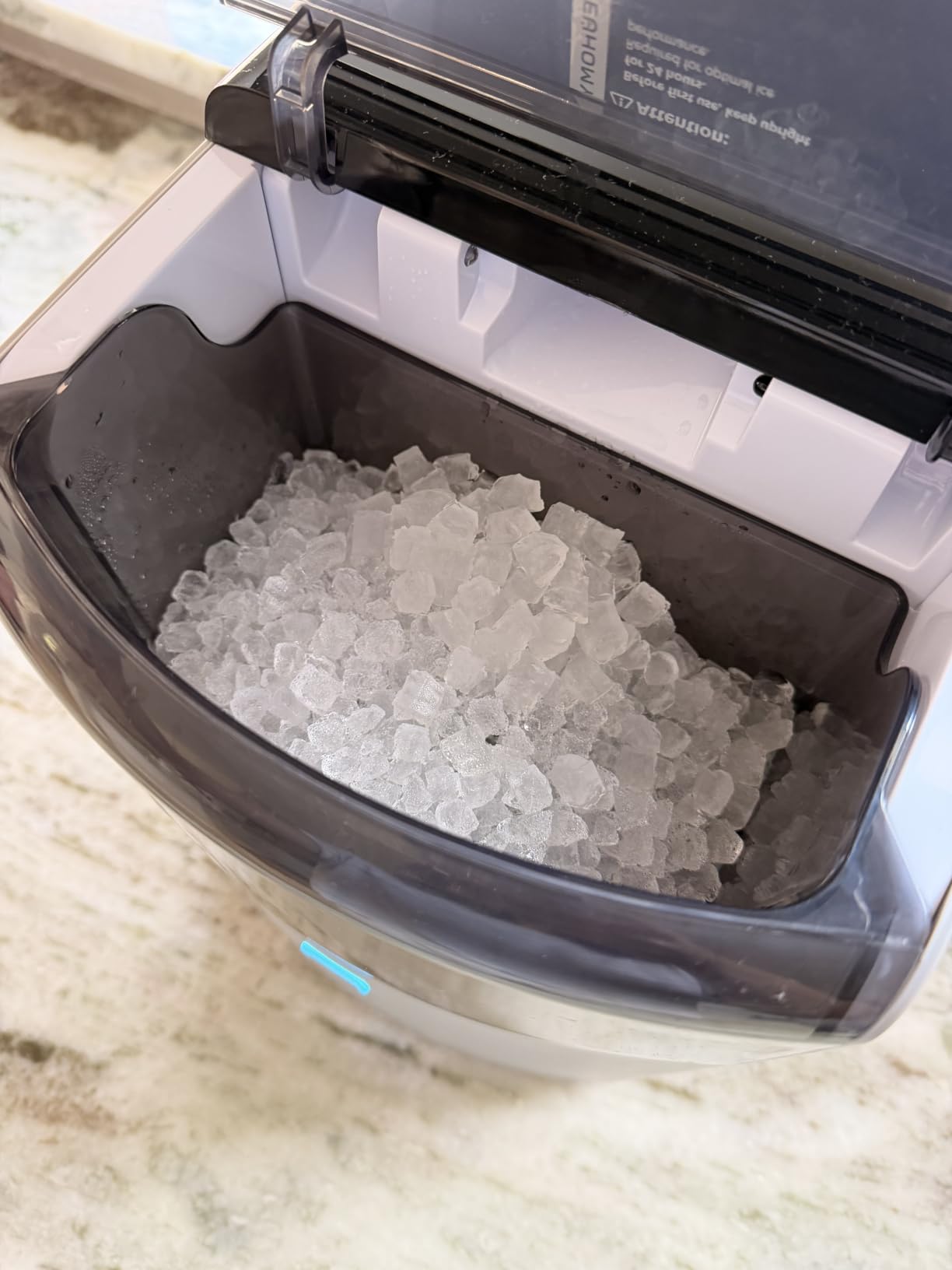 Euhomy Countertop Nugget Ice Maker, 35lbs Daily Sonic Crushed Ice Machine | Ice Ready in 5 Mins, Dual-Pump Self-Cleaning, Detachable Lid, Pebble Ice Maker with Basket, Scoop, 4 Packs Cleaner, Grey customer photo 1