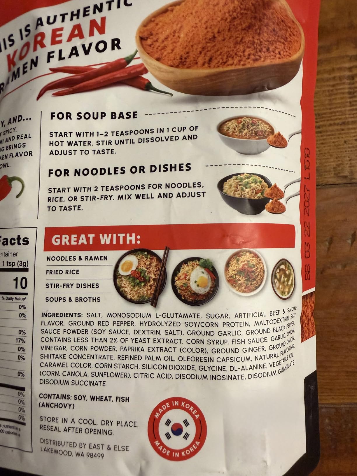 East and Else Korean Spicy Beef Instant Ramen Seasoning Powder, 7 oz customer photo 2