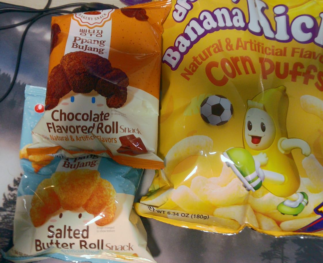 Nongshim Korean Snack Box Sweet Variety Pack, Banana Kick Big Bag, Chocolate Roll and Salted Butter Roll Snacks, Individually Packaged, 3 Count customer photo 2