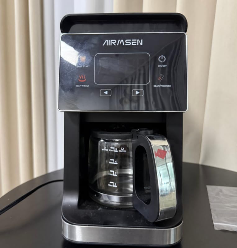 AIRMSEN Coffee Maker with Grinder, 5-Cup Grind and Brew, Programmable | 3 Grind Settings, 24H Delay Brew, Touch Control, Glass Carafe, 2-Hour Auto Keep Warm for Home Offices customer photo 2