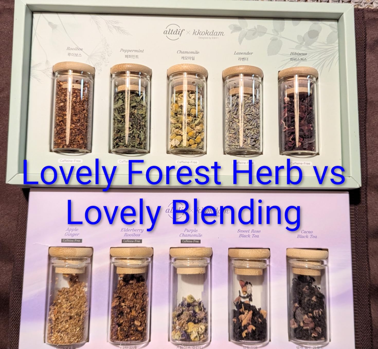 KKOKDAM Lovely Forest Herb Tea Gift Set - 5 Caffeine-Free Loose Leaf Teas in Glass Jars (Rooibos, Peppermint, Chamomile, Lavender, Hibiscus) - Korean Tea Gift Box 0.88oz customer photo 2