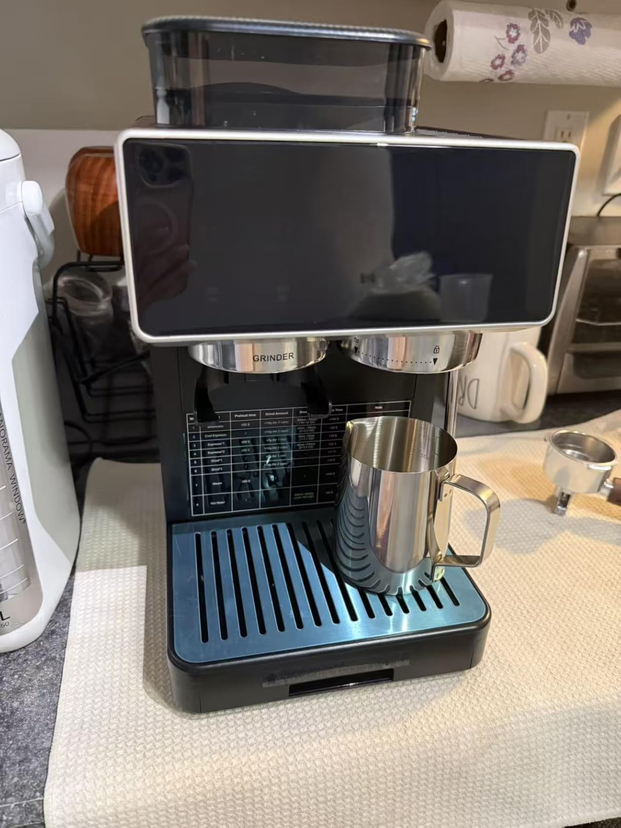 Espresso Machine with Grinder & Steam Milk Frother, Semi-Automatic Espresso Maker, Coffee Espresso Machine, Coffee Maker for Home - Cappuccino, Latte, Americano & Cold Brew, Ideal Gift for Men & Women (black) customer photo 1