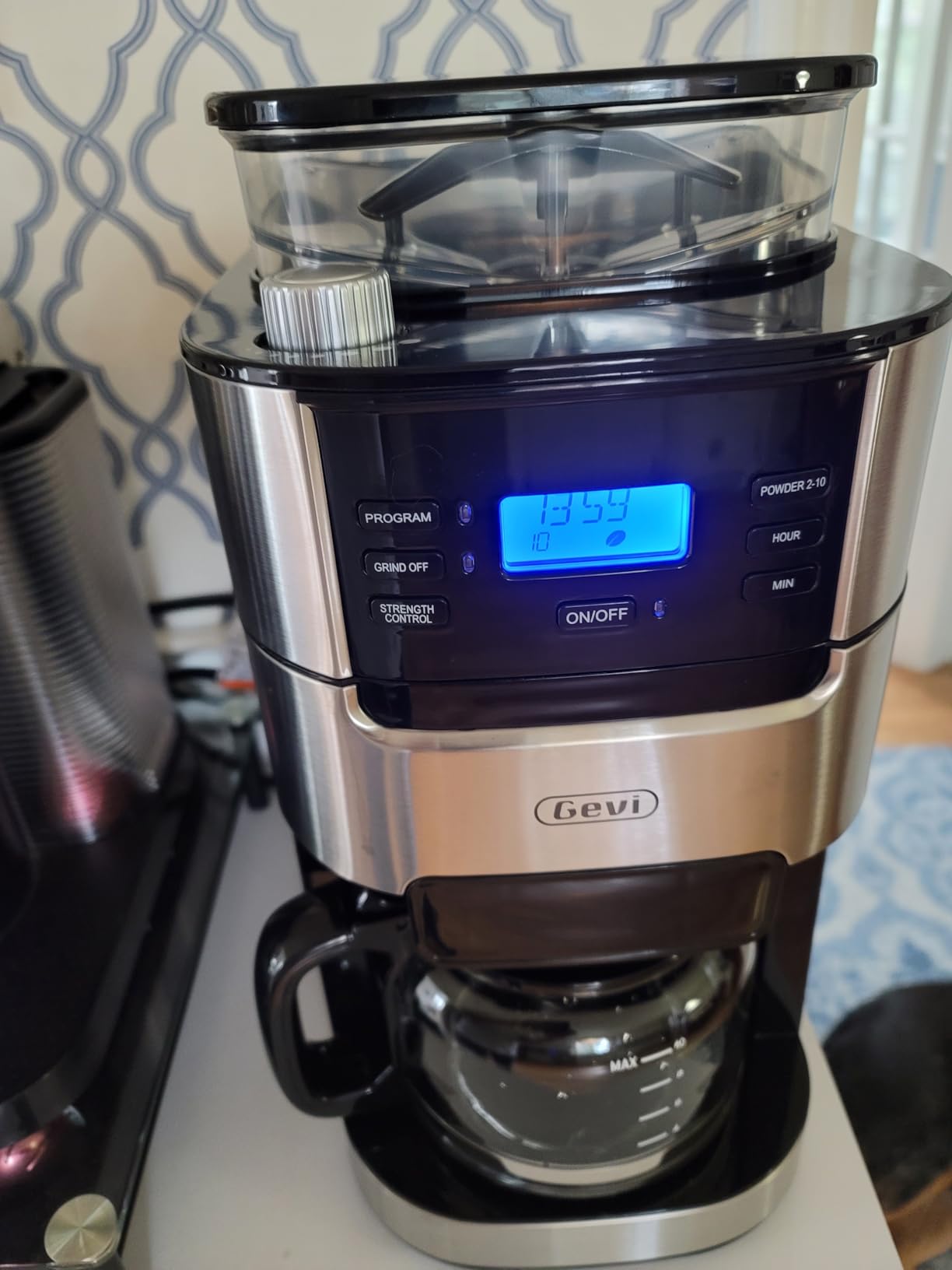 Gevi 10-Cup Grind & Brew Drip Coffee Maker with Built-In Burr Grinder | 24-Hour Programmable Timer, Touch Screen Control, 4-Hour Warm Plate, Permanent Filter with Original Glass Coffee Carafe customer photo 1