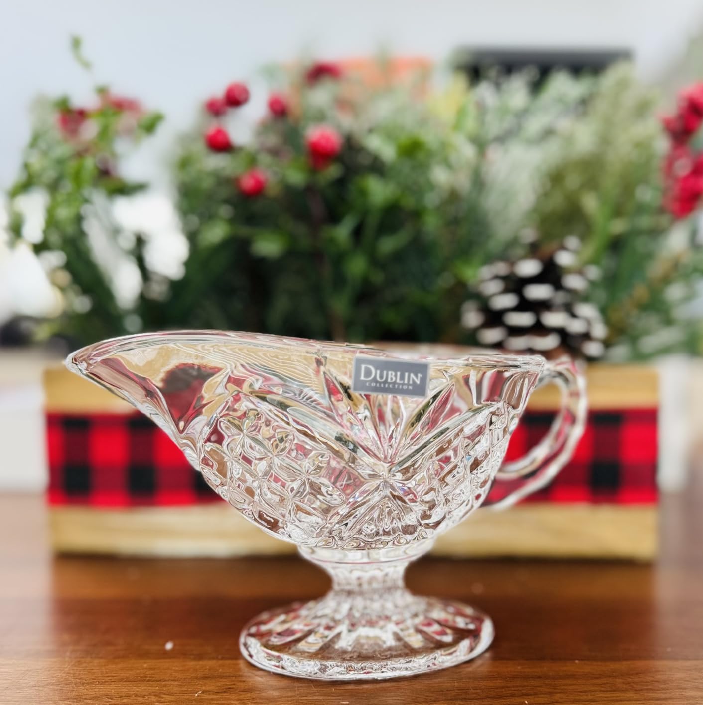 Godinger Gravy Boat Thanksgiving Table Decor Red Holiday Decor, Clear customer photo 2