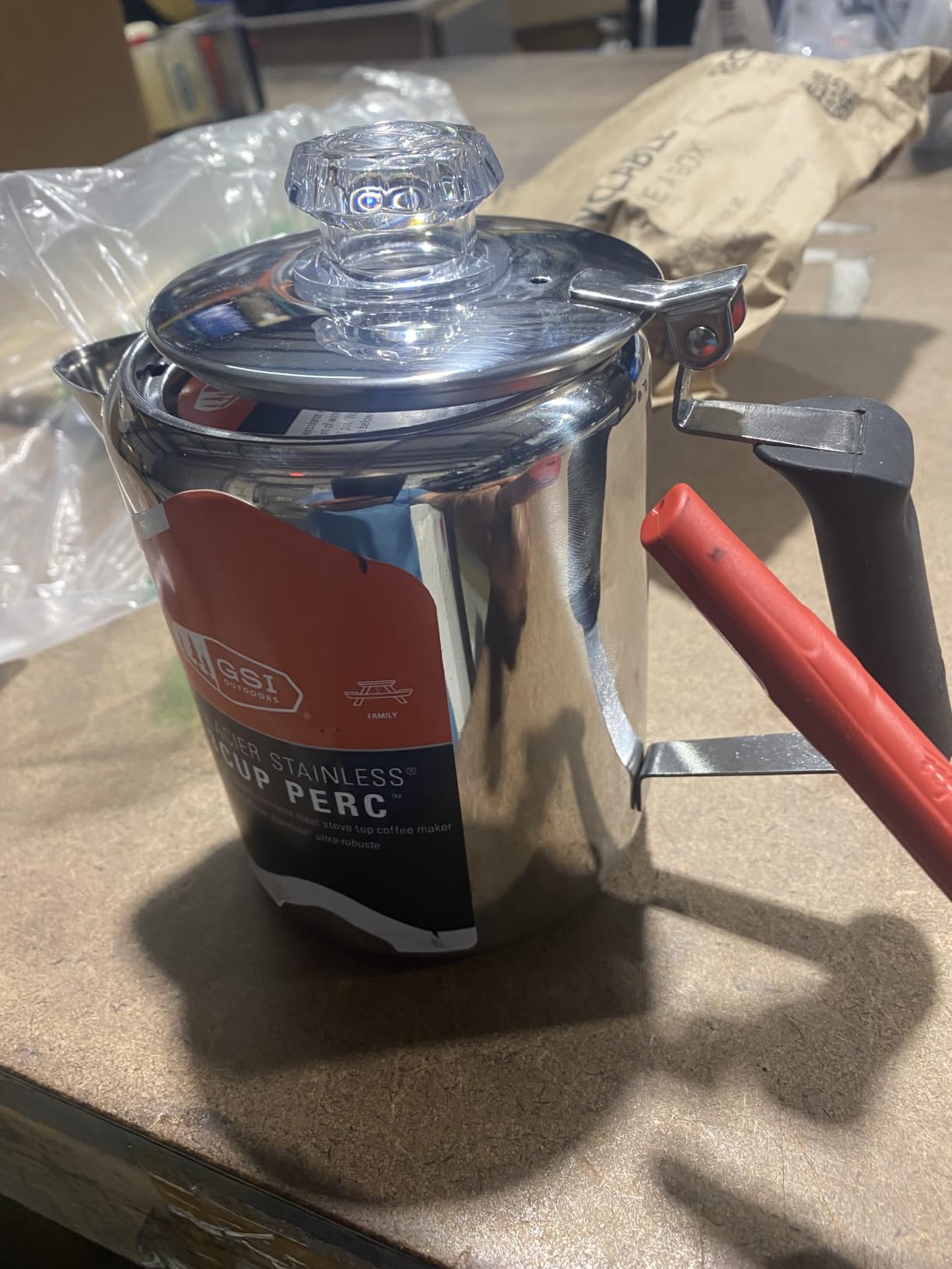 GSI Outdoors Percolator Coffee Pot I Glacier Stainless Steel with Silicone Handle for Camping, Backpacking, Travel, RV & Hunting - Stove Safe customer photo 1