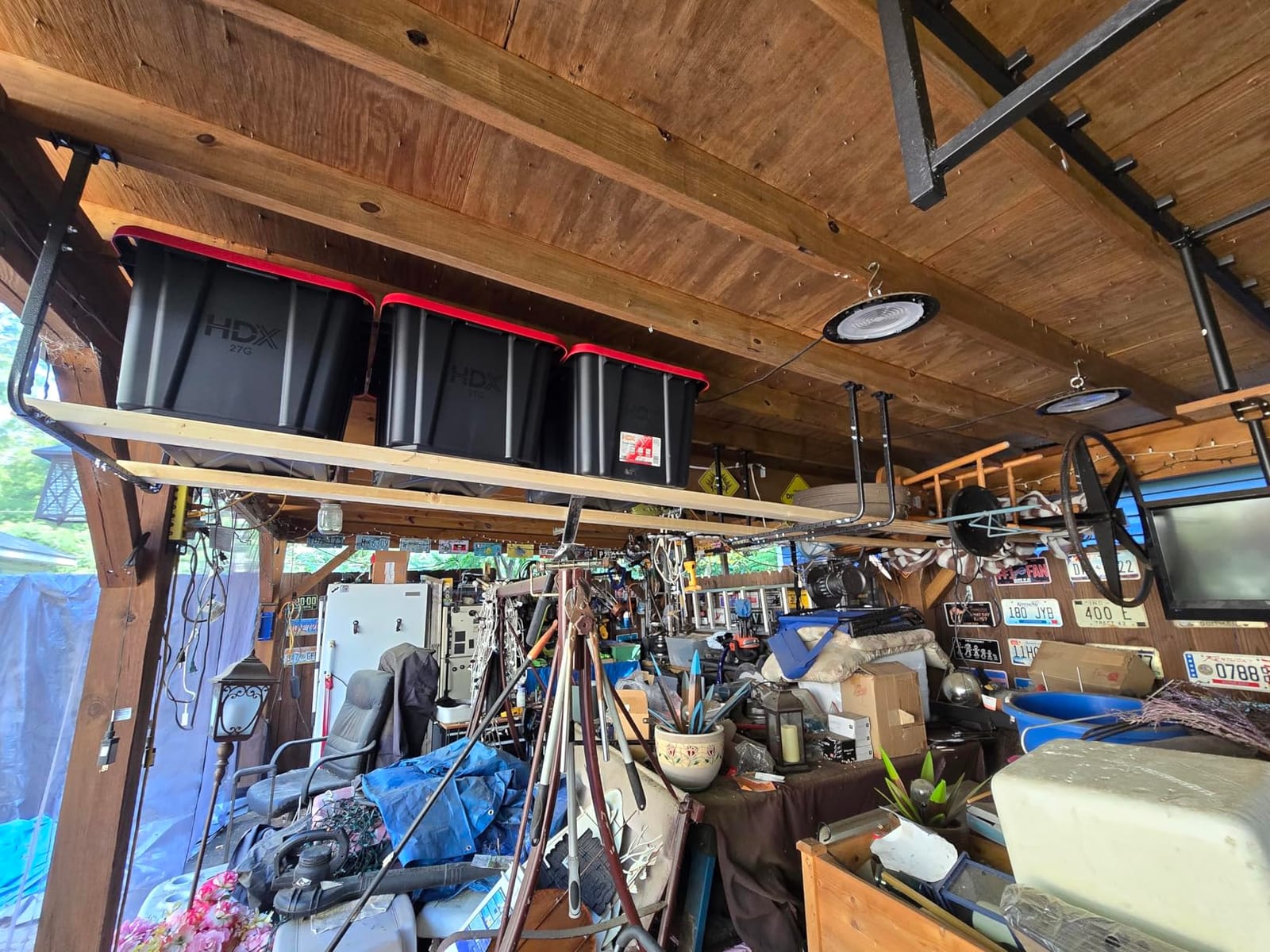 HyLoft 33 in. x 34 in. Adjustable Garage Ceiling Mount Storage Rack Kit, Garage Overhead Storage Bracket, 80842-10, White customer photo 2