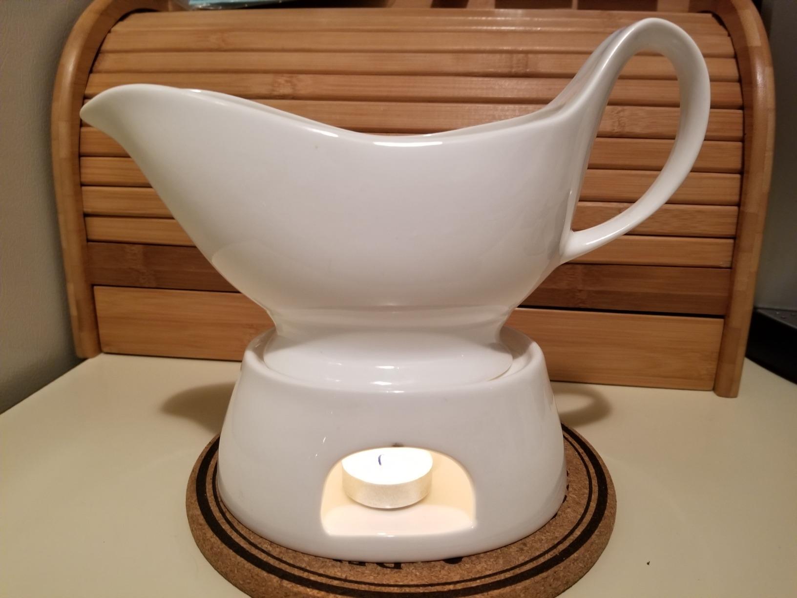 Norpro Porcelain Gravy Sauce Boat with Stand and Candle customer photo 2