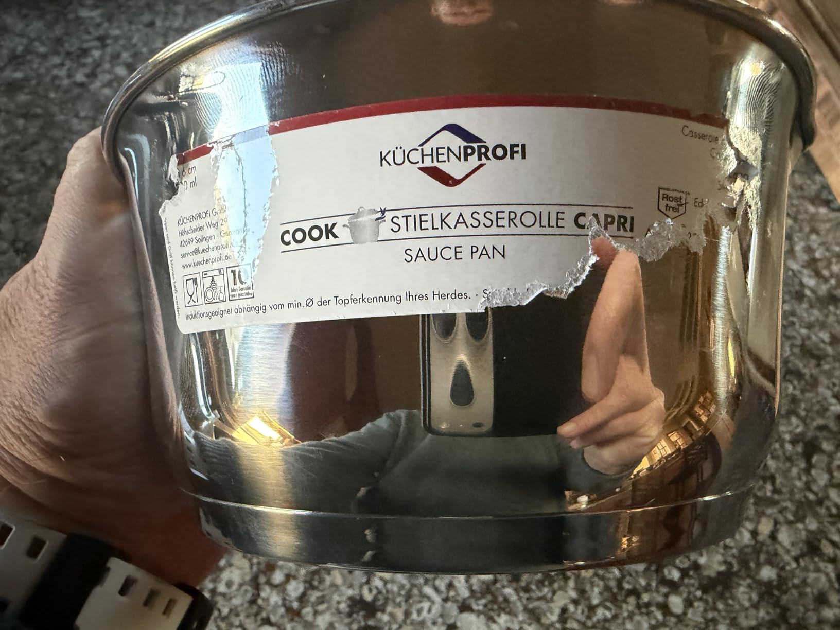 Küchenprofi Stainless Steel Saucepan with Clad Bottom, 16-Ounce,Silver customer photo 2