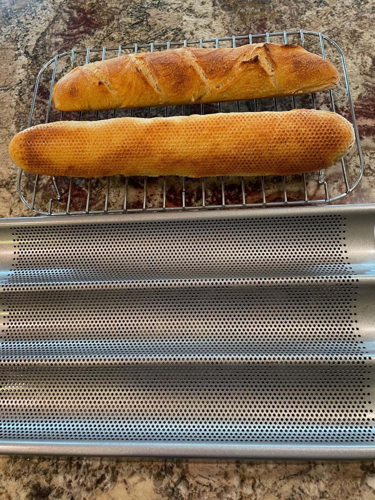 Chicago Metallic Commercial II Non-Stick Perforated French Bread Pan, Perfect for creating a crisp, golden-brown crust, customer photo 1
