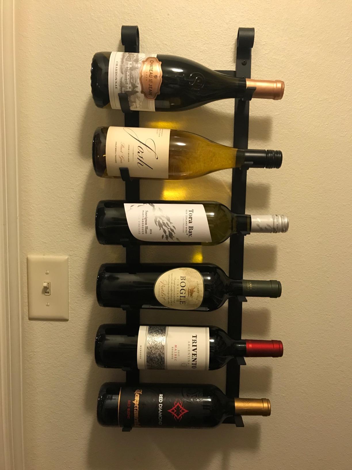VintageView Le Rustique 6 Bottle Wall Mounted Wine Rack Stylish Modern Wine Storage with Label Forward Design (Matte Black, Set of 1) customer photo 1