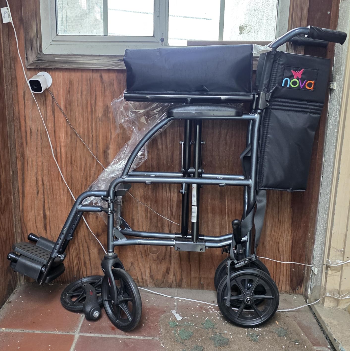 NOVA Ultra Lightweight Transport Wheelchair for Adults, Foldable Travel Wheelchair with 19” Seat Width, Compact Design, Easy to Carry, Blue customer photo 2