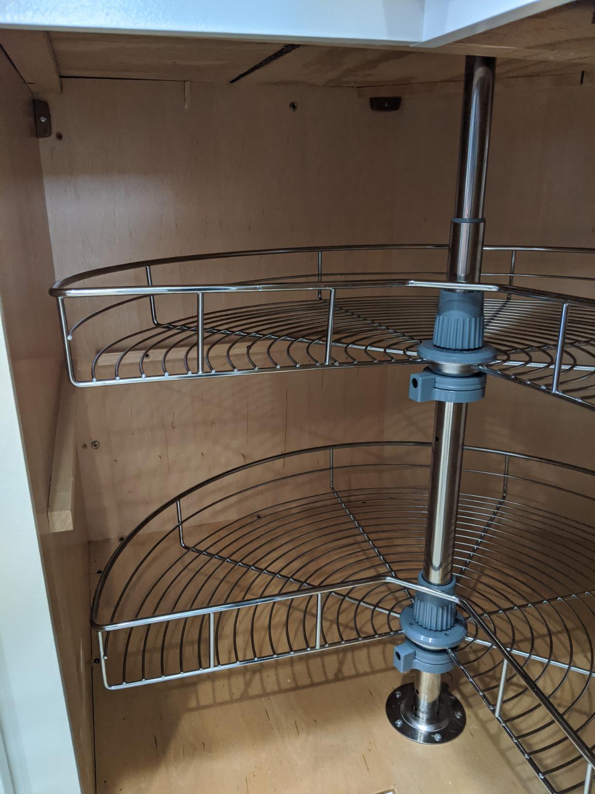 Dowell Base Cabinet Kidney Shape Dia.28 270° Lazy Susan, 2 Shelves, Kitchen Base Corner Cabinet Organizer (Chrome 4001 270 28) customer photo 1