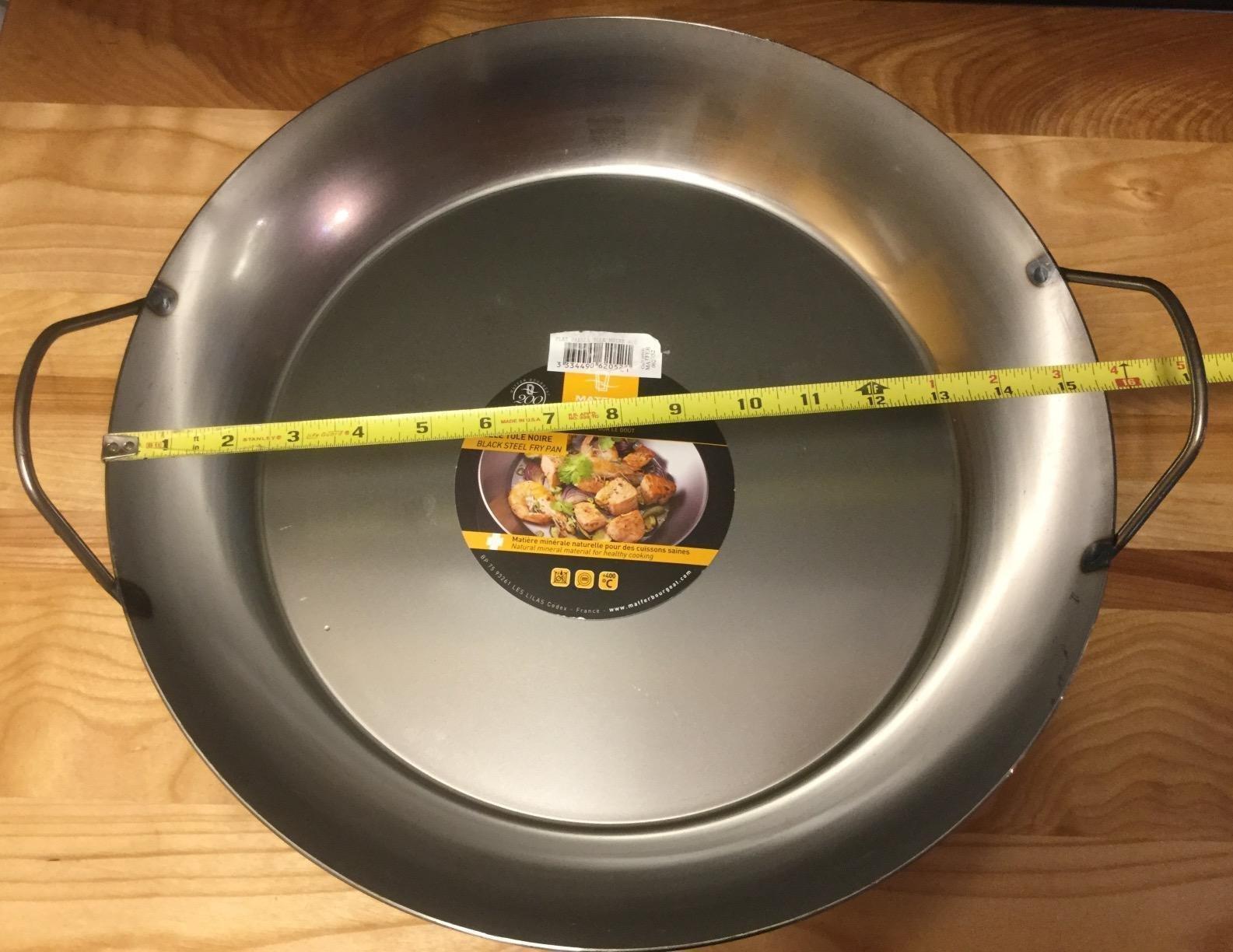 Matfer Bourgeat Black Carbon Steel Paella Pan, 15 1/2