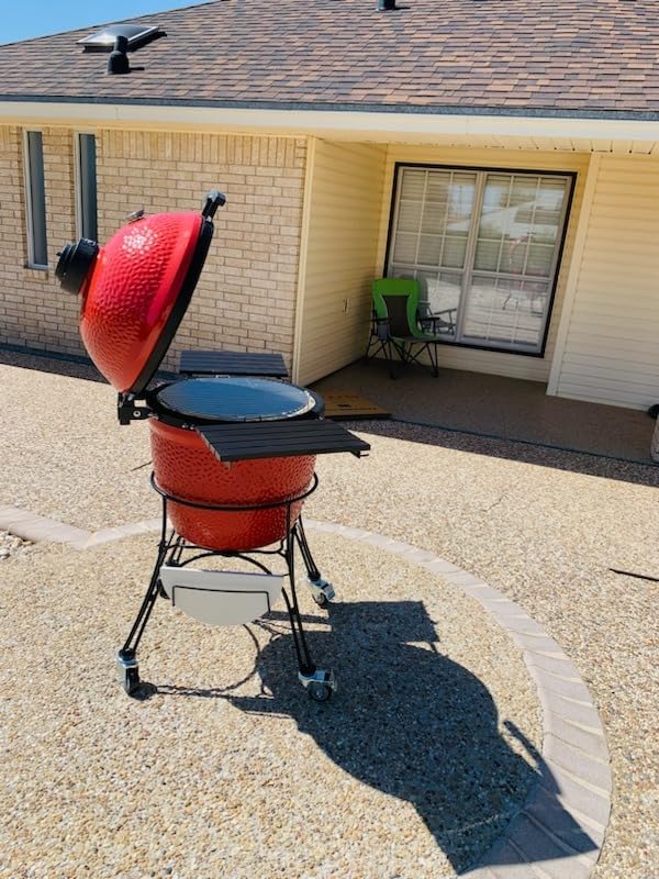 Kamado Joe Classic Joe I Premium 18-inch Ceramic Charcoal Grill and Smoker in Red with Cart, Side Shelves, Grill Gripper, and Ash Tool. 250 Cooking Square Inches, 2 Tier Cooking System, Model KJ23RH customer photo 1