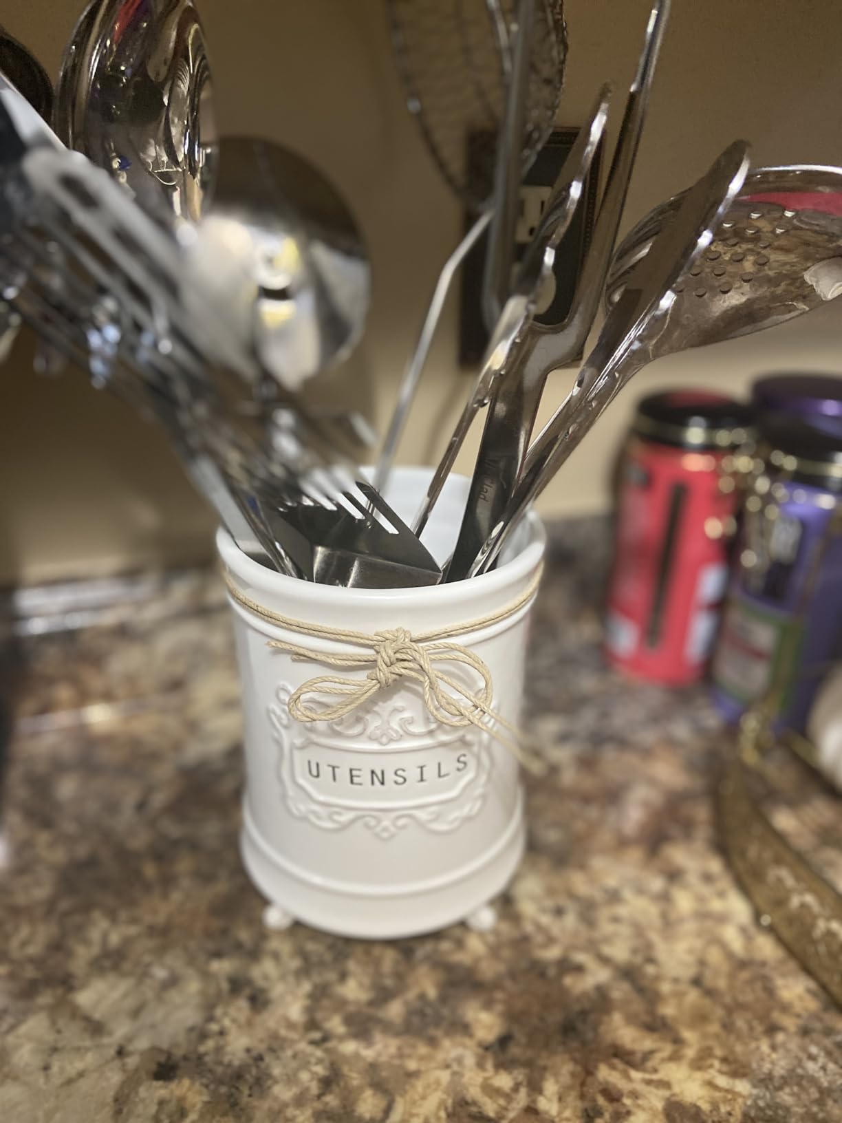 Mud Pie Circa Ceramic Utensil Holder, Kitchen Countertop Crock, White customer photo 1
