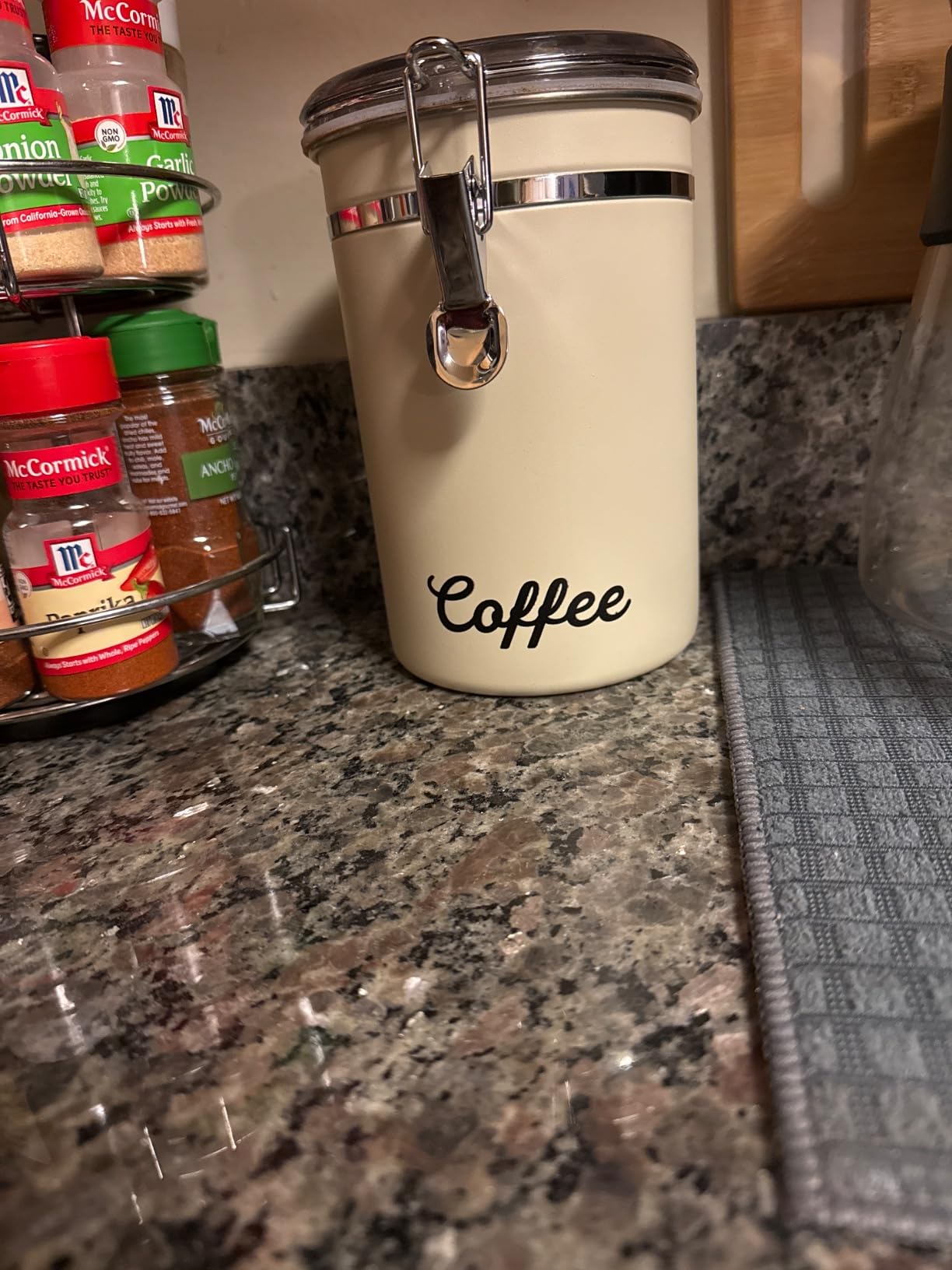Oggi Stainless Steel Coffee Canister 62 fl oz - Airtight Clamp Lid, Clear See-Thru Top - Ideal for Coffee Bean Storage, Ground Coffee Storage, Kitchen Storage, Pantry Storage. Large Size 5
