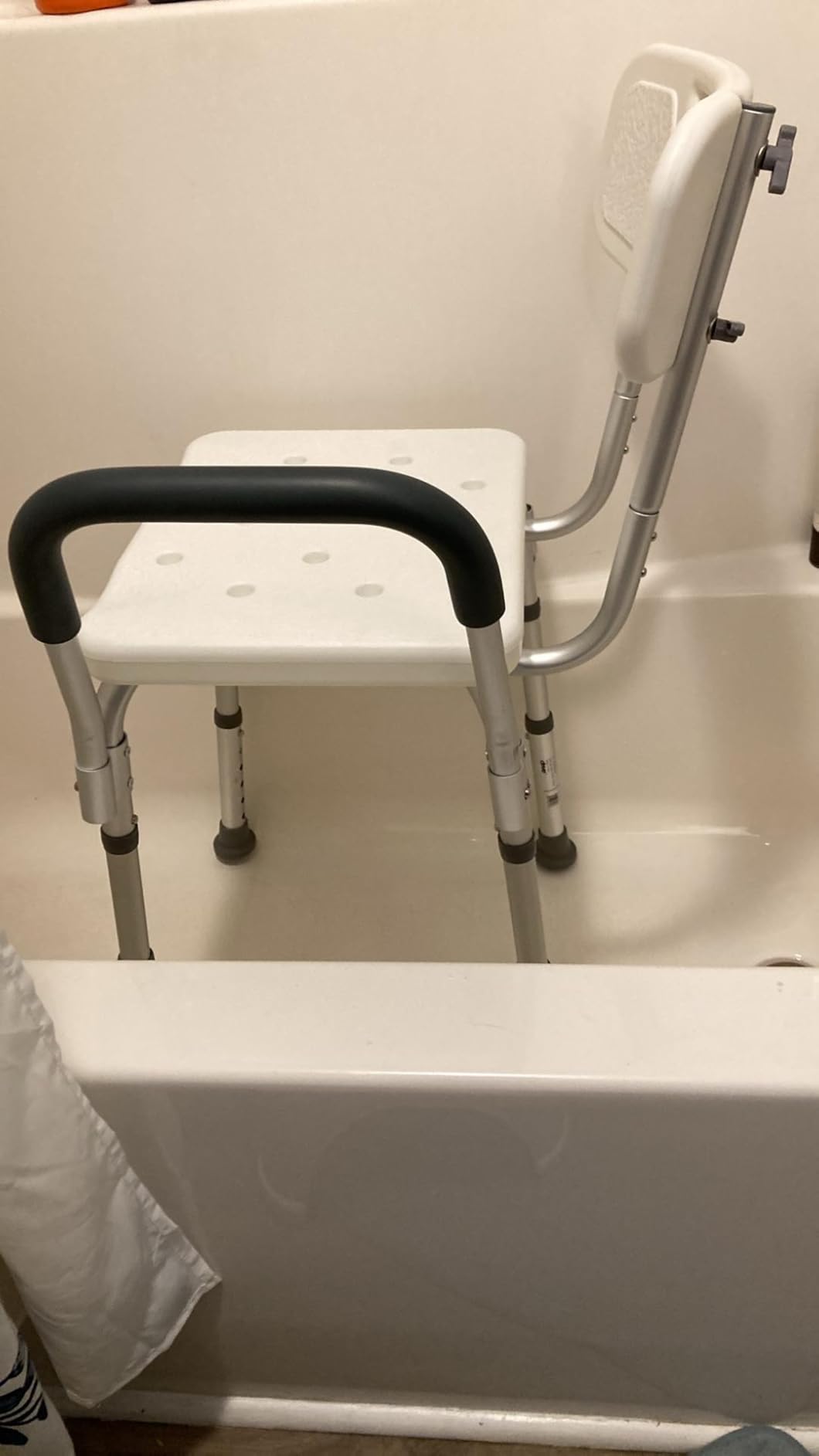 Drive Medical Premium Shower Chair with Back and Padded Arms, White customer photo 1