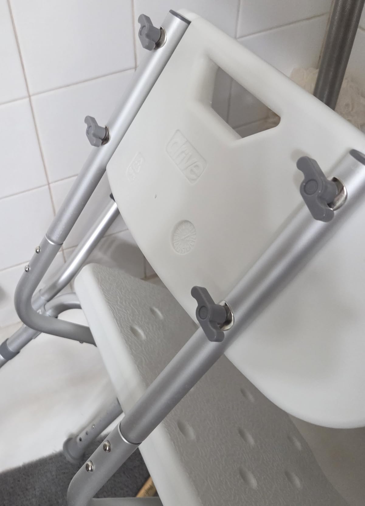 Drive Medical Premium Shower Chair with Back and Padded Arms, White customer photo 2