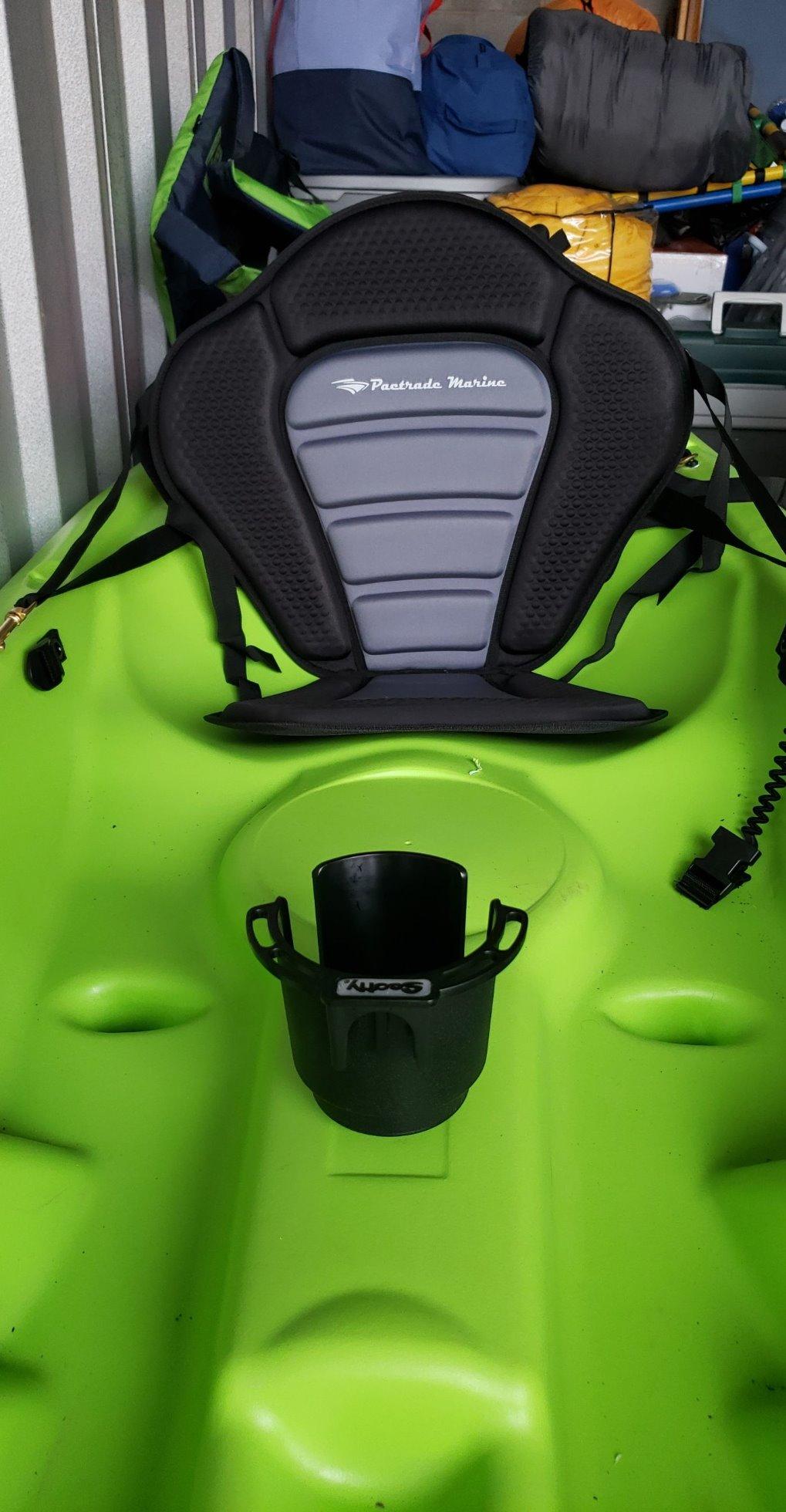 Pactrade Marine Adjustable Straps Black Gray Padded Deluxe Kayak Seat Detachable Storage Back Backpack Bag Canoe Backrest Support Cushion Sit On Top Fishing Brass Clips Canoeing Kayaking Rafting (1) customer photo 1
