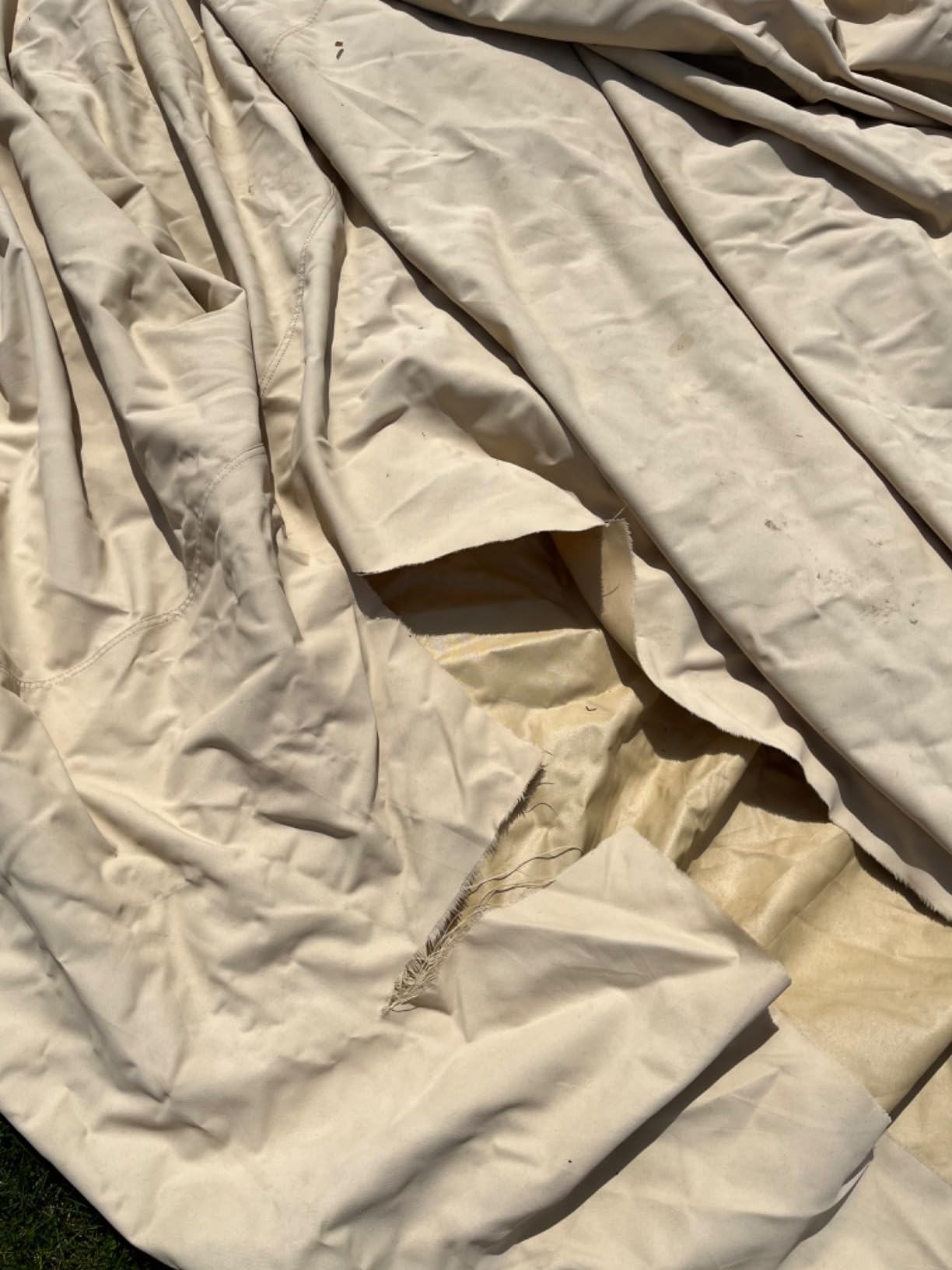 NEW 1200D Beige 24 FT VORTEX Ultra 5 Year Canvas Pontoon/Deck Boat Cover, Elastic, Strap System, FITS 22'1