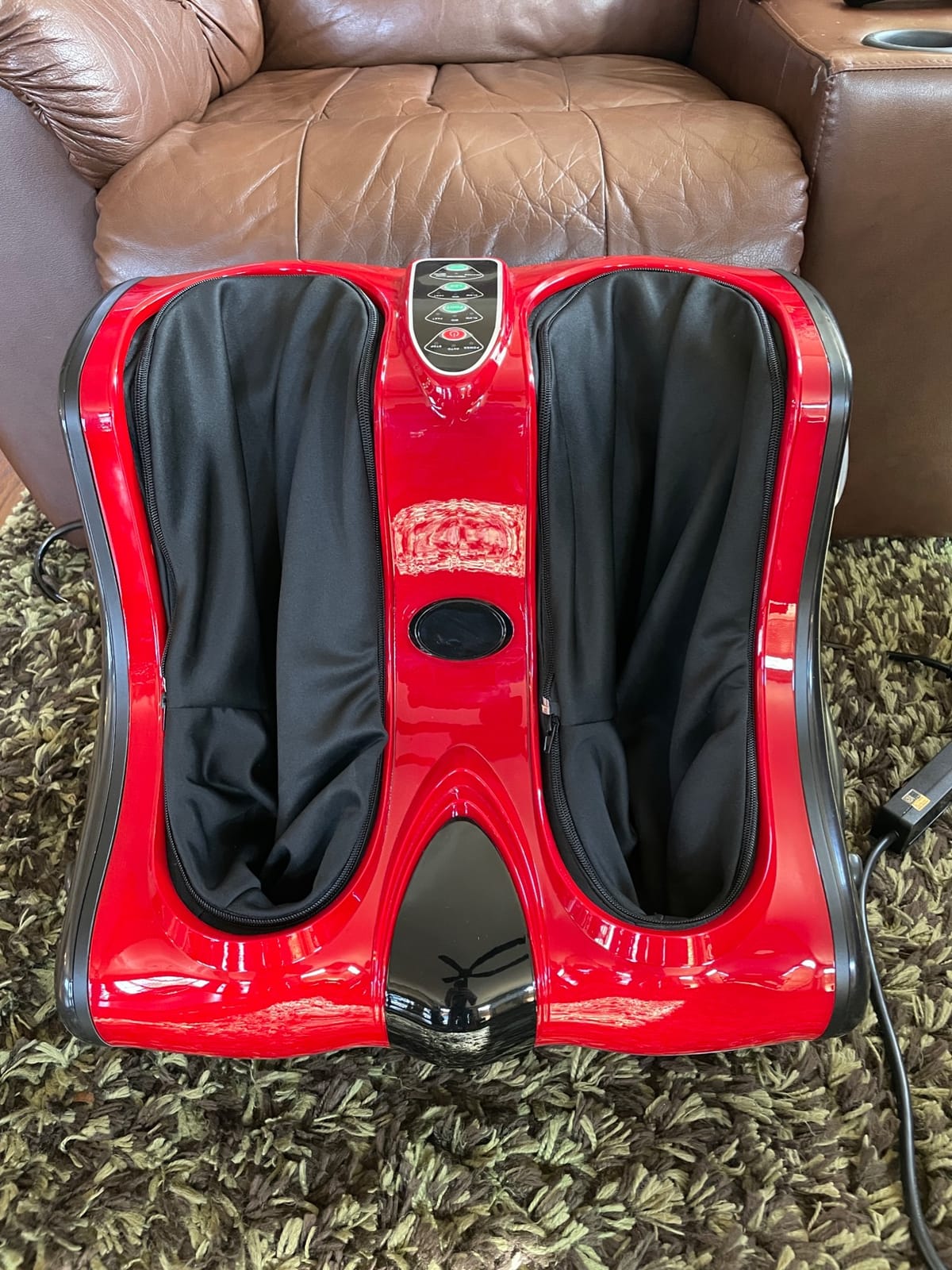 GIANTEX Foot and Calf Massager with Heat - Shiatsu Foot Massager Machine with Vibration, Deep Kneading, 3-Level Intensity Modes, Electric Foot Massager for Tired Feet, Leg, Calf Pain Relief (Red) customer photo 1