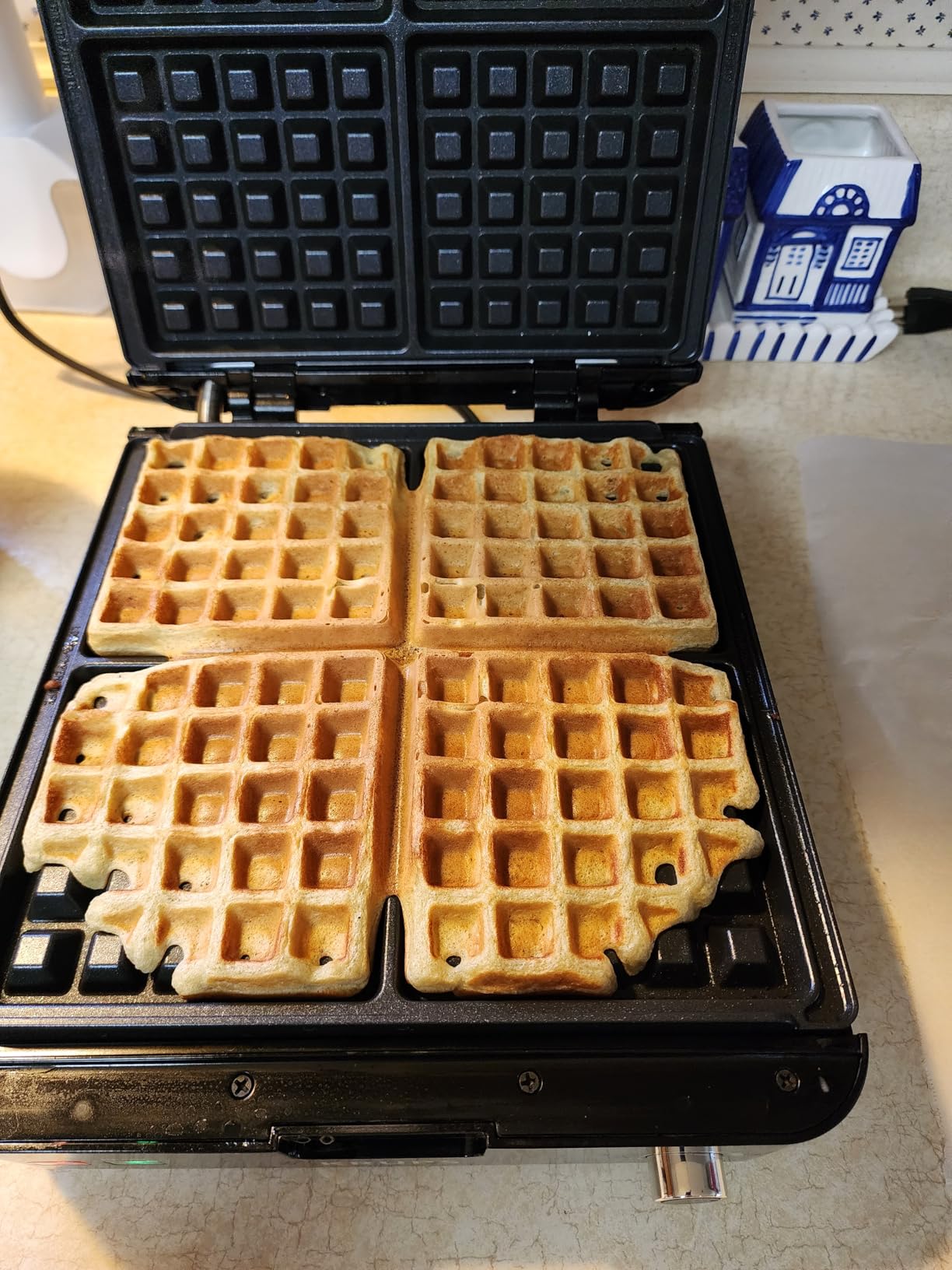 KRUPS 4-Slice Belgian Waffle Maker: Stainless Steel, 5 Browning Levels, Audible Ready Beep, Removable Plates, 1200W, Silver/Black, Large Waffle Maker Family Size, Great for Family Breakfasts customer photo 1
