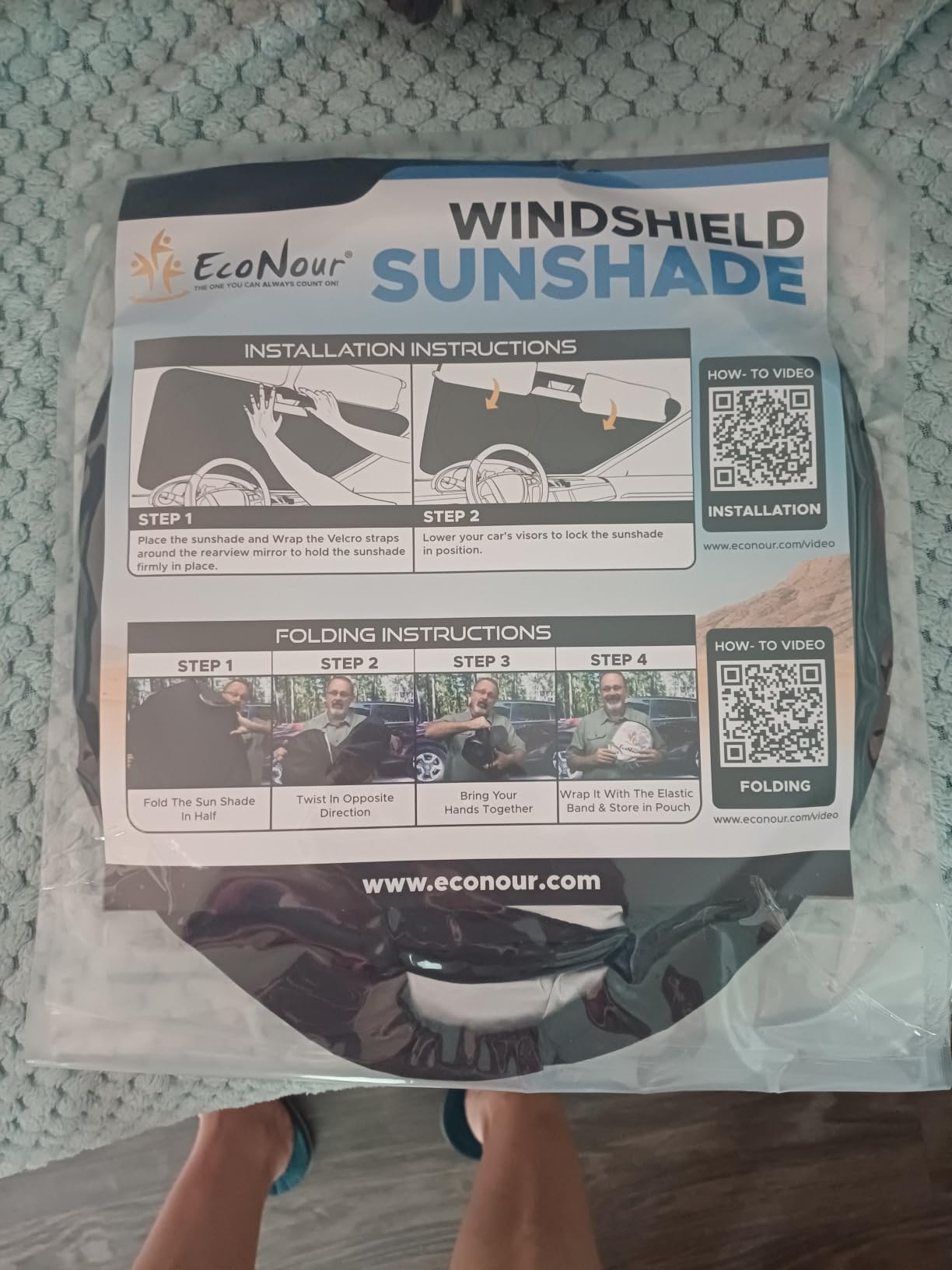 EcoNour Car Windshield Sun Shade, Front Window Sun Blocker for SUVs,Sedan customer photo 2