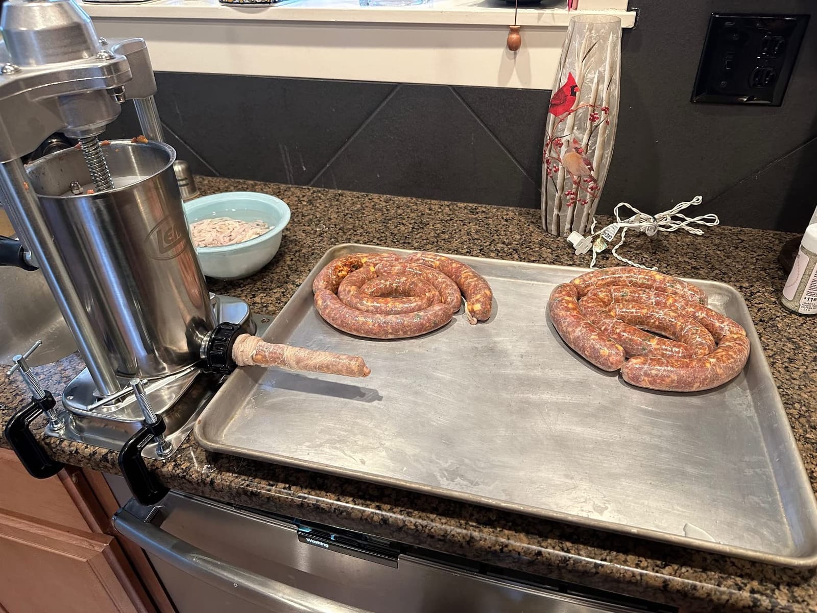 LEM Products MightyBite 5 lb Sausage Stuffer, Professional Design, Stainless Steel, Includes Clamps & Stuffing Tubes, Removable Cylinder, Air-Release Piston, Meat Stuffer Machine for Home Use customer photo 2