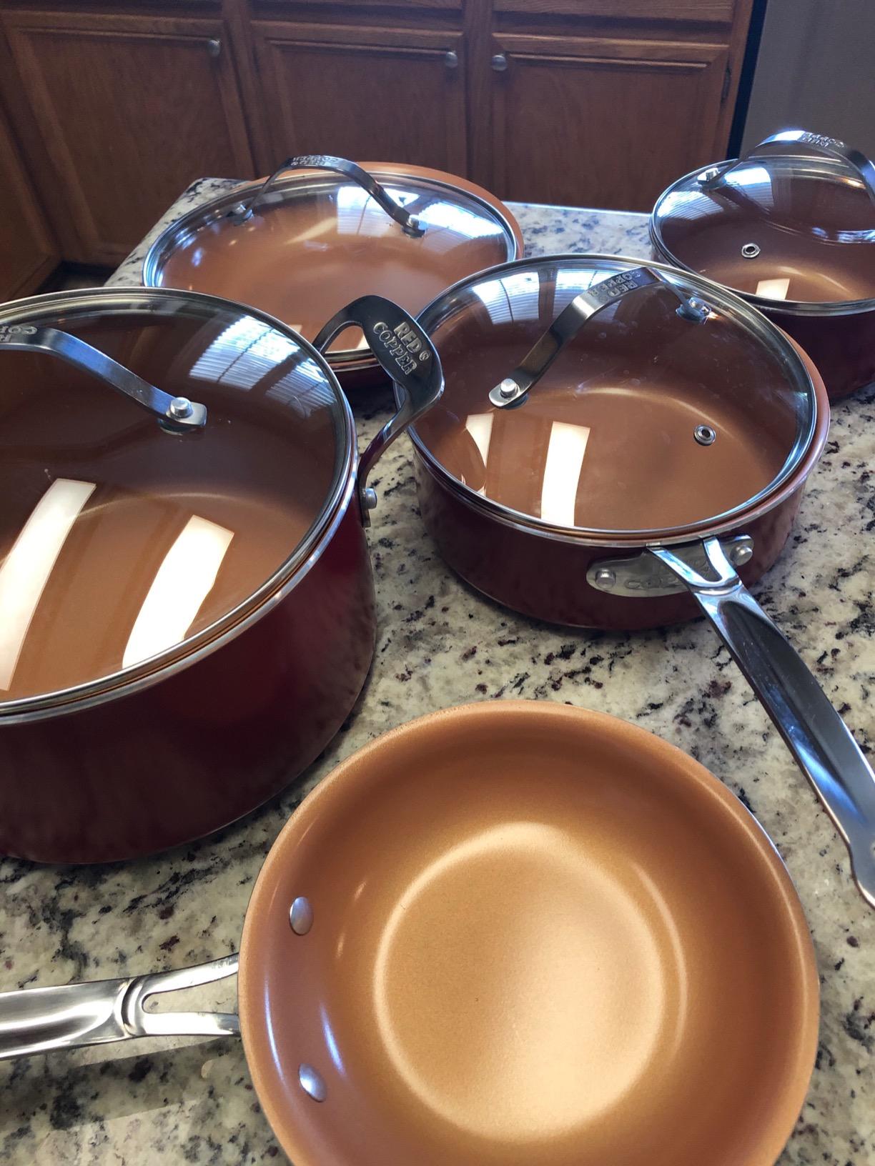 BulbHead Red Copper 10 PC Copper-Infused Ceramic Non-Stick Cookware Set customer photo 2
