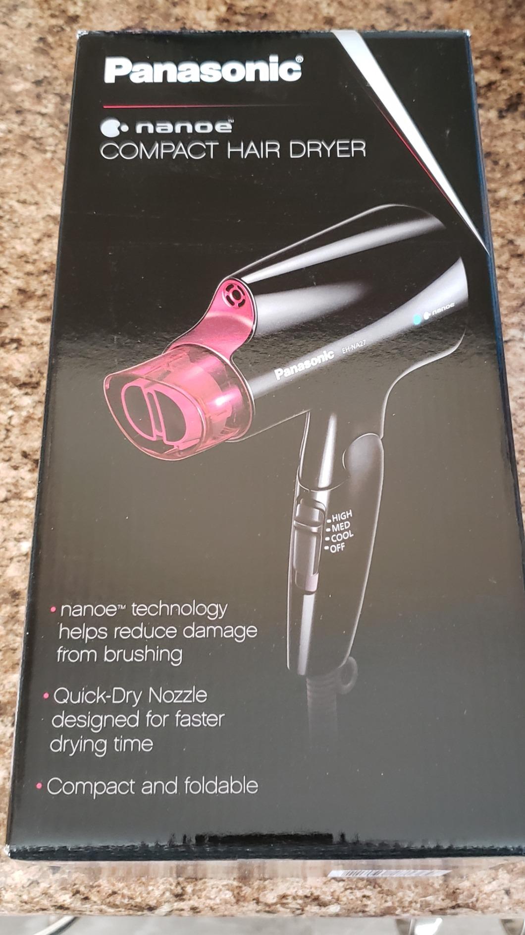 Panasonic nanoe Compact Hair Dryer for Healthy-Looking Hair, 1400W Portable, Folding Handling and Quickdry Nozzle for Fast Drying - EH-NA27-K (Black/Pink) customer photo 2