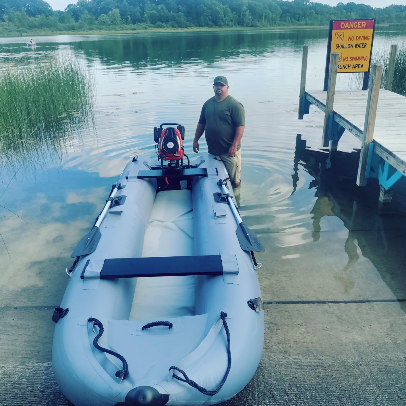 BRIS 14.1ft Inflatable Boat Inflatable Kayak 3 Person Kayak Canoe Fishing poonton Boat customer photo 1