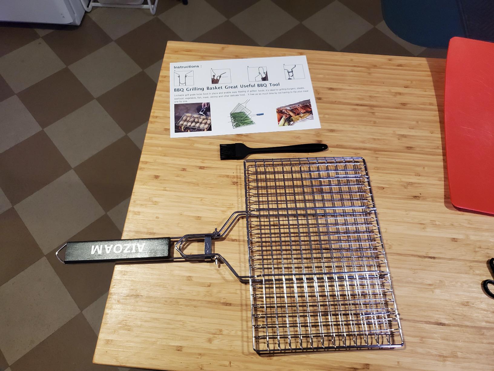 Grill Basket - Grill Baskets for Outdoor Grill, Stainless Steel Large Grilling Basket w Removable Handle, Portable Fish Grilling Rack for Grill Ideal Meat Fish Vegetables Grilling Accessories customer photo 2