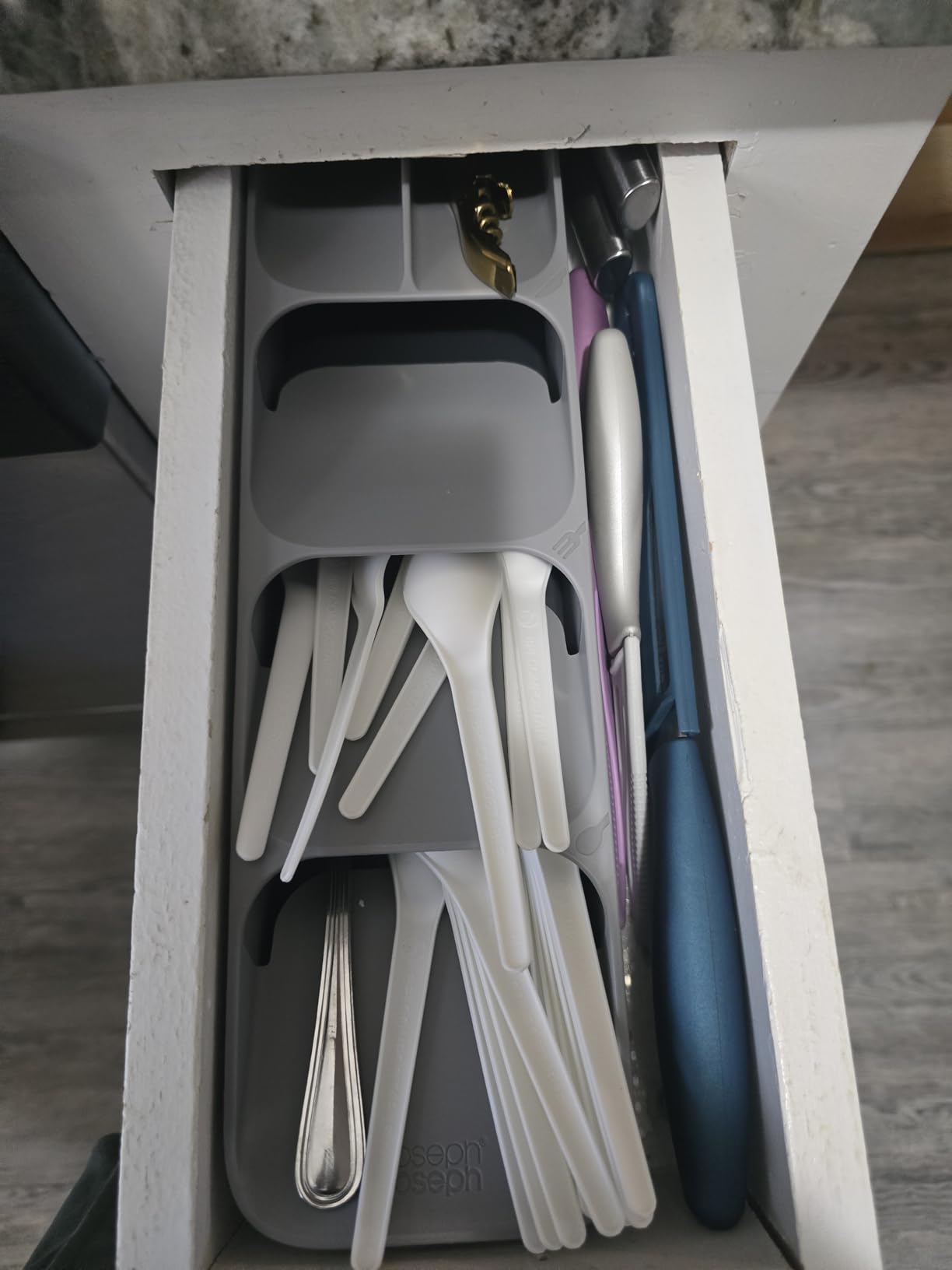 Joseph Joseph DrawerStore Compact Utensil Organizer For Kitchen Drawer Silverware, Flatware Tray, Small, Grey customer photo 1