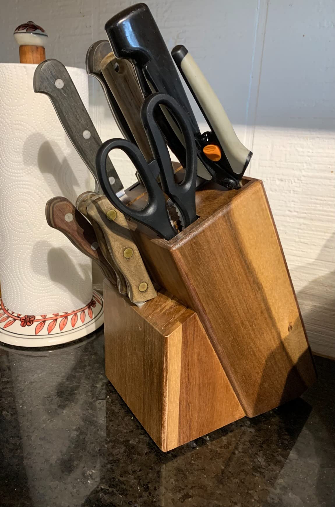 Coninx Acacia Wood Kitchen Knife Block - 15 Slots Knife Holder - Professional Quality Wood Knife Organizer - Secure Knife Stand To Keep Knives Neat & Sharp - Knife Blocks for Kitchen Knife Storage customer photo 2
