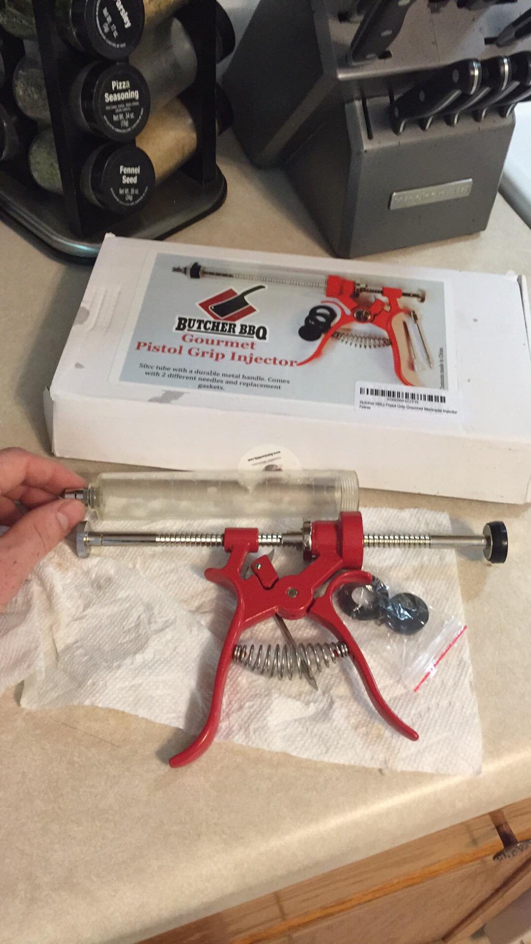 Butcher BBQ Pistol Grip Gourmet Meat Injector Syringe | Metal Handle | 50cc Pistol Grip Injection Syringe | 2 Different Needles for Different Meats | BBQ Smoker Accessories | Tailgating Accessories customer photo 1