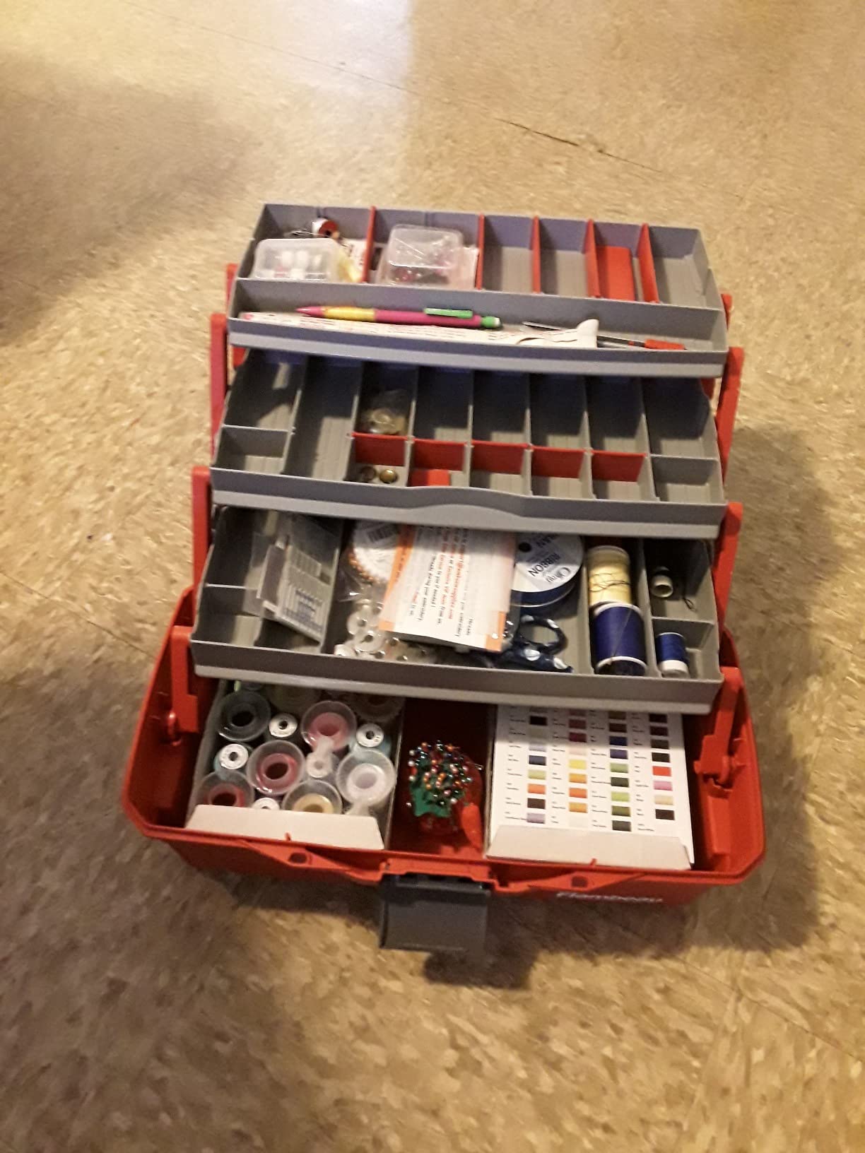 Flambeau Outdoors 6383 3-Tray Tackle Box, 32 Compartments, Red and Gray customer photo 1