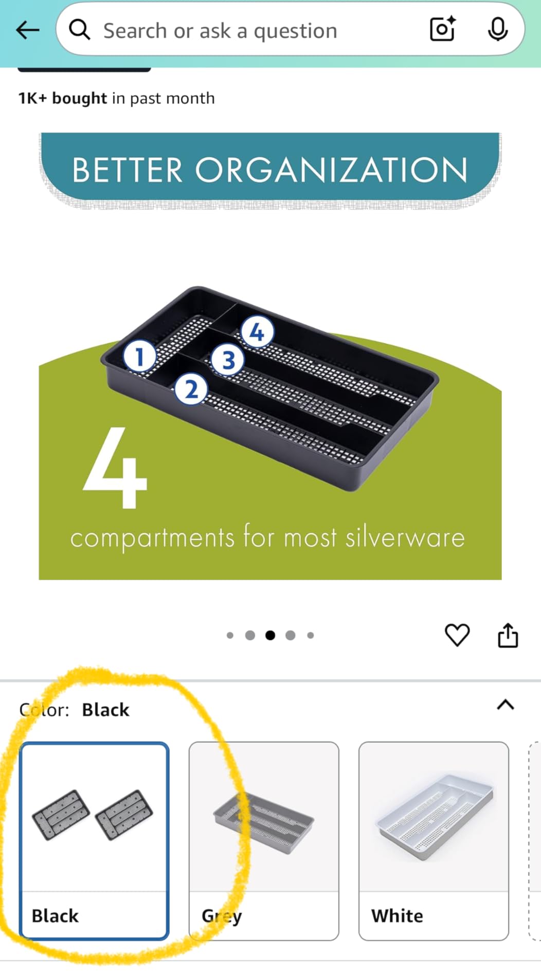 Dial Industries Small Utensil Silverware Kitchen Drawer Organizer, Black customer photo 1