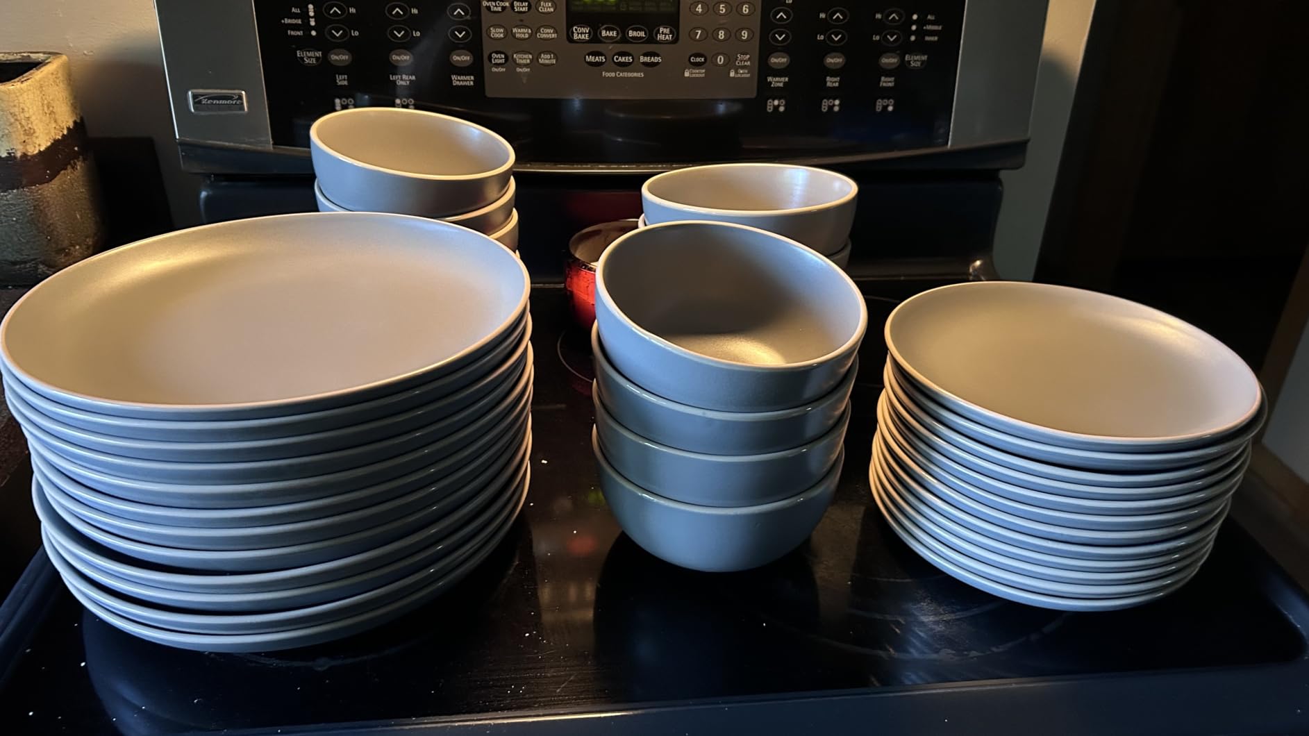 Gibson Home Rockaway 12-Piece Stoneware Dinnerware Set, Matte Finish, Service for 4, Modern Ceramic Plates and Bowls, Microwave & Dishwasher Safe – Soft Gray - Service for 4 customer photo 1