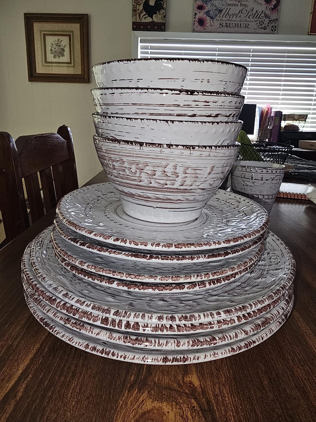 Elama Embossed Stoneware Ocean Dinnerware Dish Set, 16 Piece, Turquoise customer photo 1