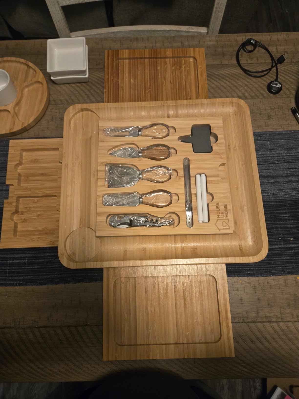Bamboo Charcuterie Board Gift Set – Housewarming Gift for New Home, Wedding & Bridal Shower Gifts | Large Cheese Board with Hidden Drawers, Knives & Bowls | Perfect for Couples, Hosts & Housewarming customer photo 2