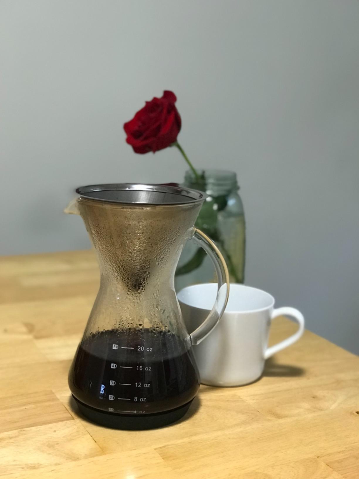 Bean Envy Pour Over Coffee Maker - Glass Dripper with Steel Filter 20 Oz | Dishwasher Safe, Borosilicate Carafe, Reusable Stainless Mesh, Non-Toxic, Silicone Base, Manual Drip Brewer customer photo 2