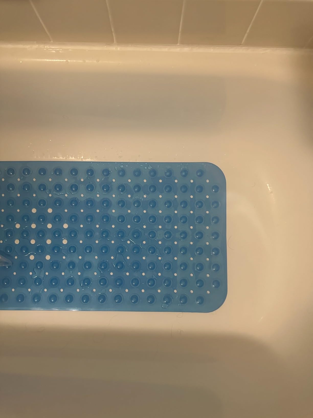 AmazerBath Shower Mat Non Slip 40 x 16 Inches, Bathtub Mat Shower Stall Mats with Suction Cups and Drain Holes, Non Slip Bath Mat for Tub for Elderly & Kids, Clear Blue customer photo 1