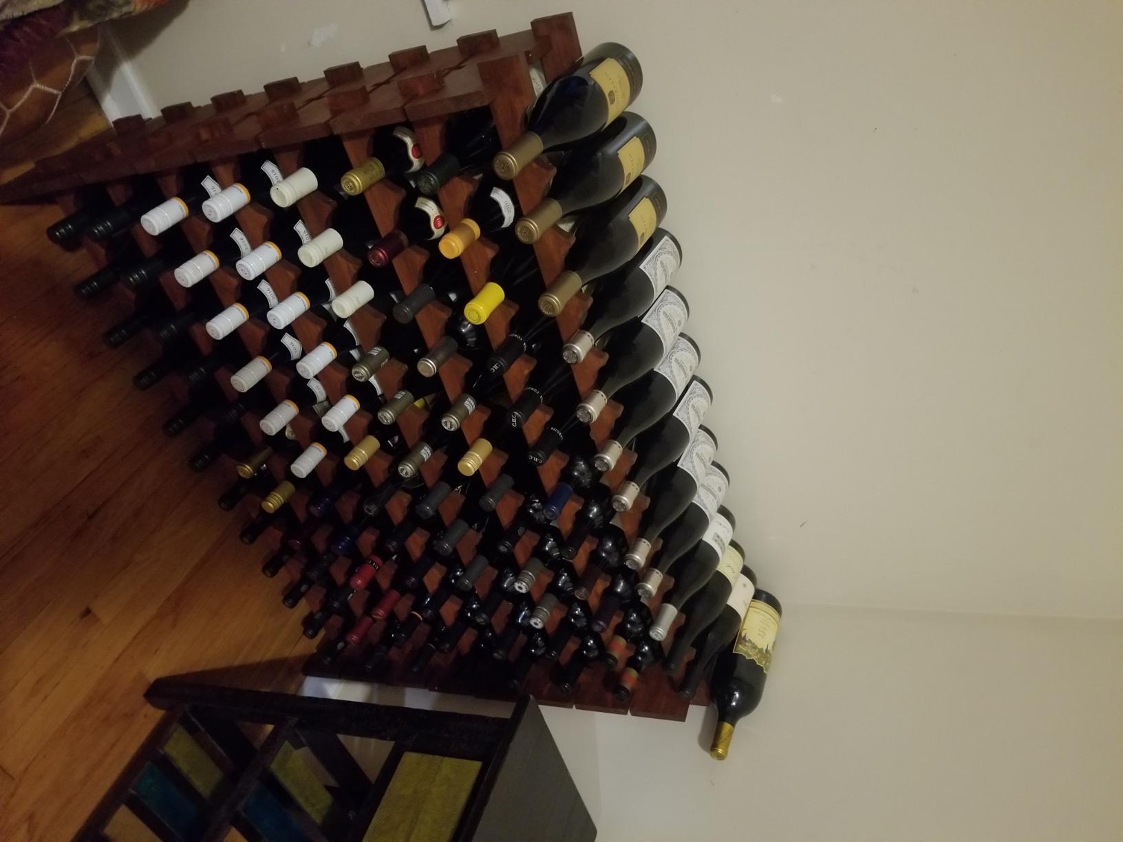 96 Bottle Modular Wine Rack Freestanding Floor Wine Holder, Stackable Wine Storage Rack Display Shelves, Solid Wood - Wobble-Free (96 Bottles) customer photo 2