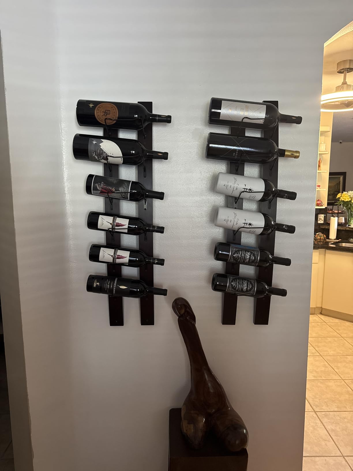 DCIGNA Wall Mounted Wine Rack, Barrel Stave Wine Rack, Imported Pine Wood and Metal Wine Bottle Holder Rack - 6 Bottles 40x7.6inch (Red Wine Color) customer photo 1