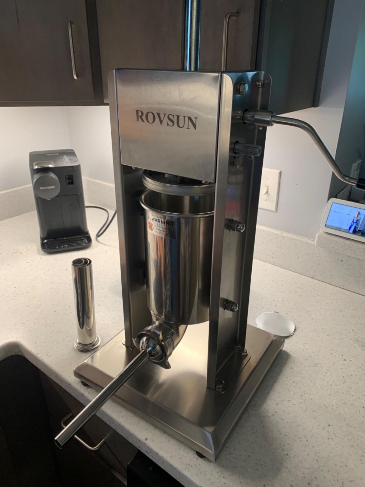 ROVSUN 15LBS/7L Manual Sausage Stuffer, Two Speed Stainless Steel Vertical Sausage Maker, Meat Filling Machine with 5 Stuffing Tubes for Commercial and Home customer photo 2
