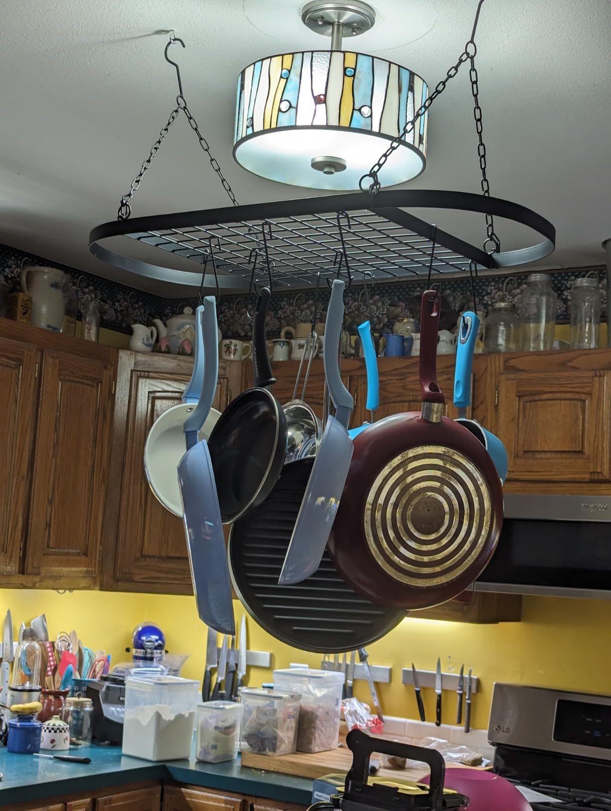 Sorbus Hanging Pot Rack, Ceiling-Mount Kitchen Organizer (Chrome) customer photo 1